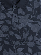 Navy Floral Print Polo T-shirt
