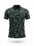 Bottle Green Floral Print Polo T-shirt