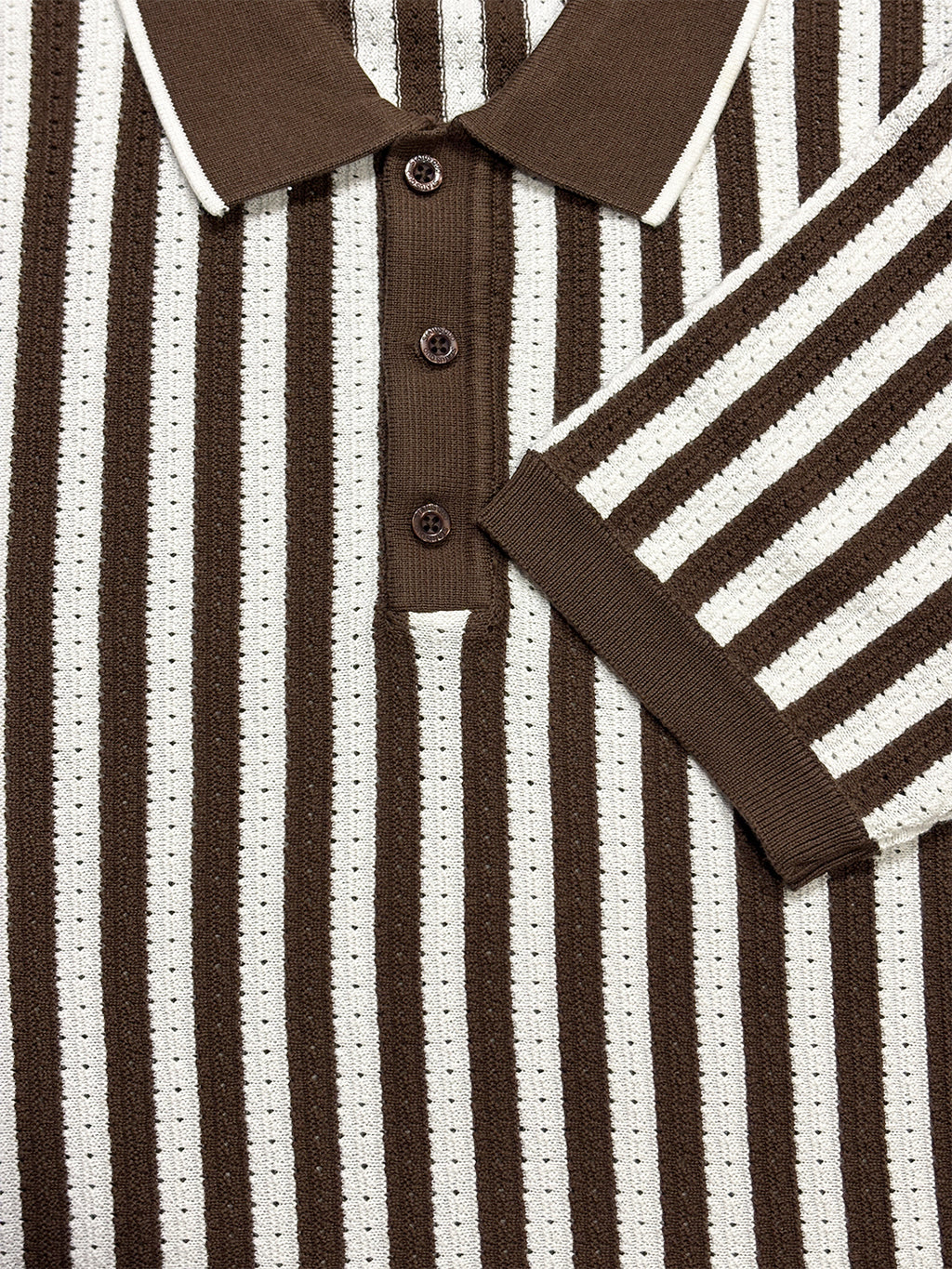 Mocha Sand Stripe Knit Polo