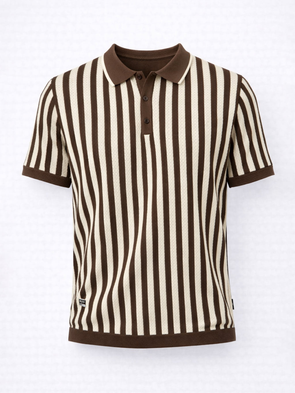 Mocha Sand Stripe Knit Polo