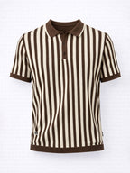 Mocha Sand Stripe Knit Polo