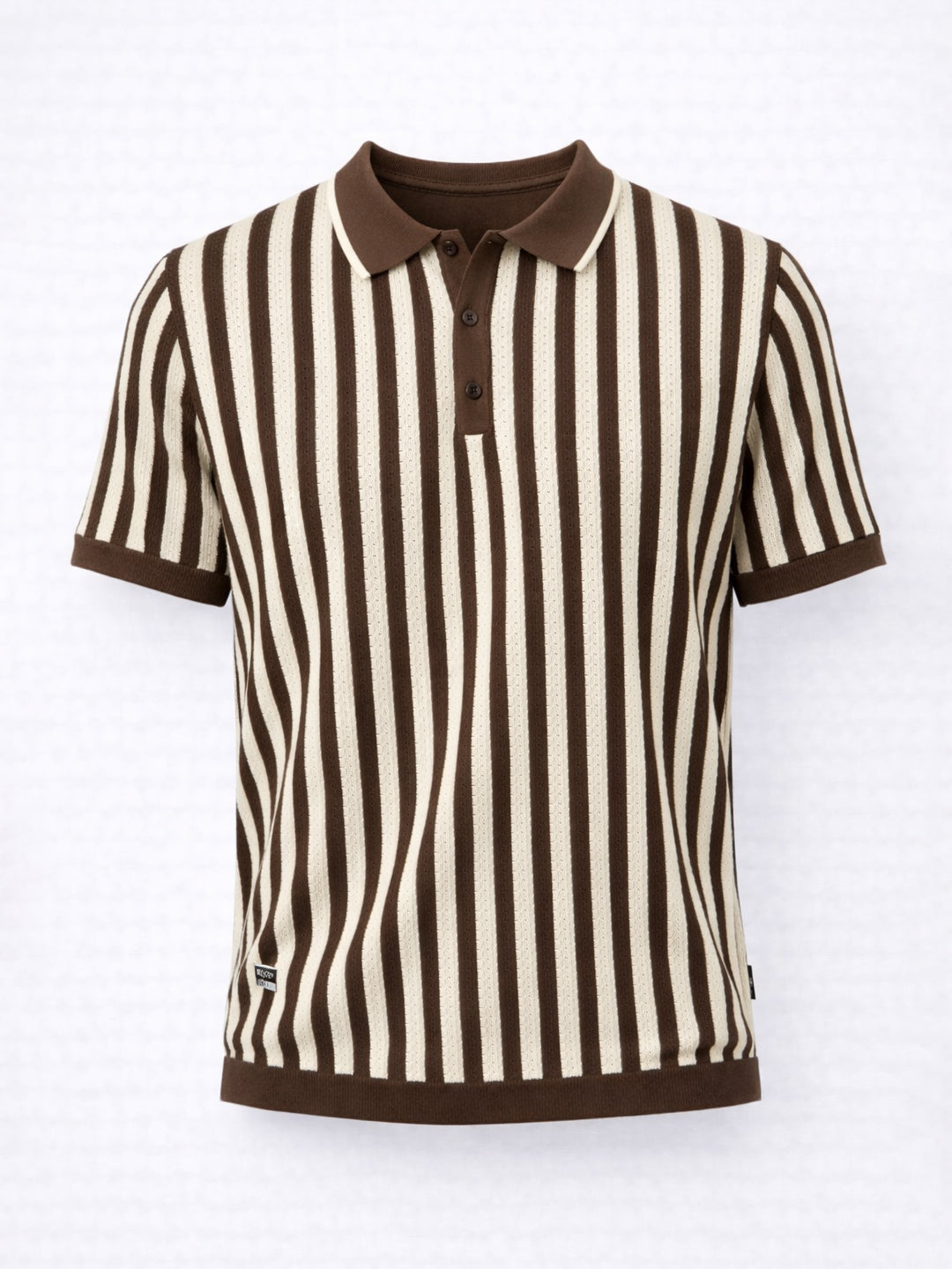 Mocha Sand Stripe Knit Polo