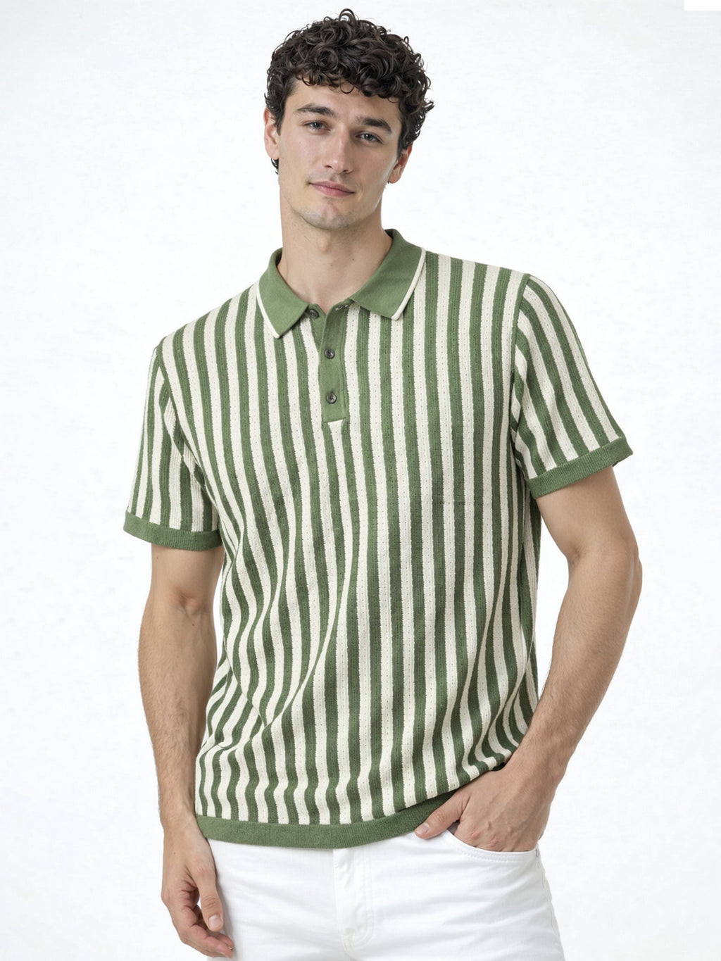 Sagecrest Vertical Stripe Knit Polo