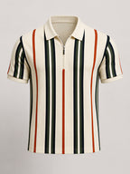 Striped Zip Polo T-shirt