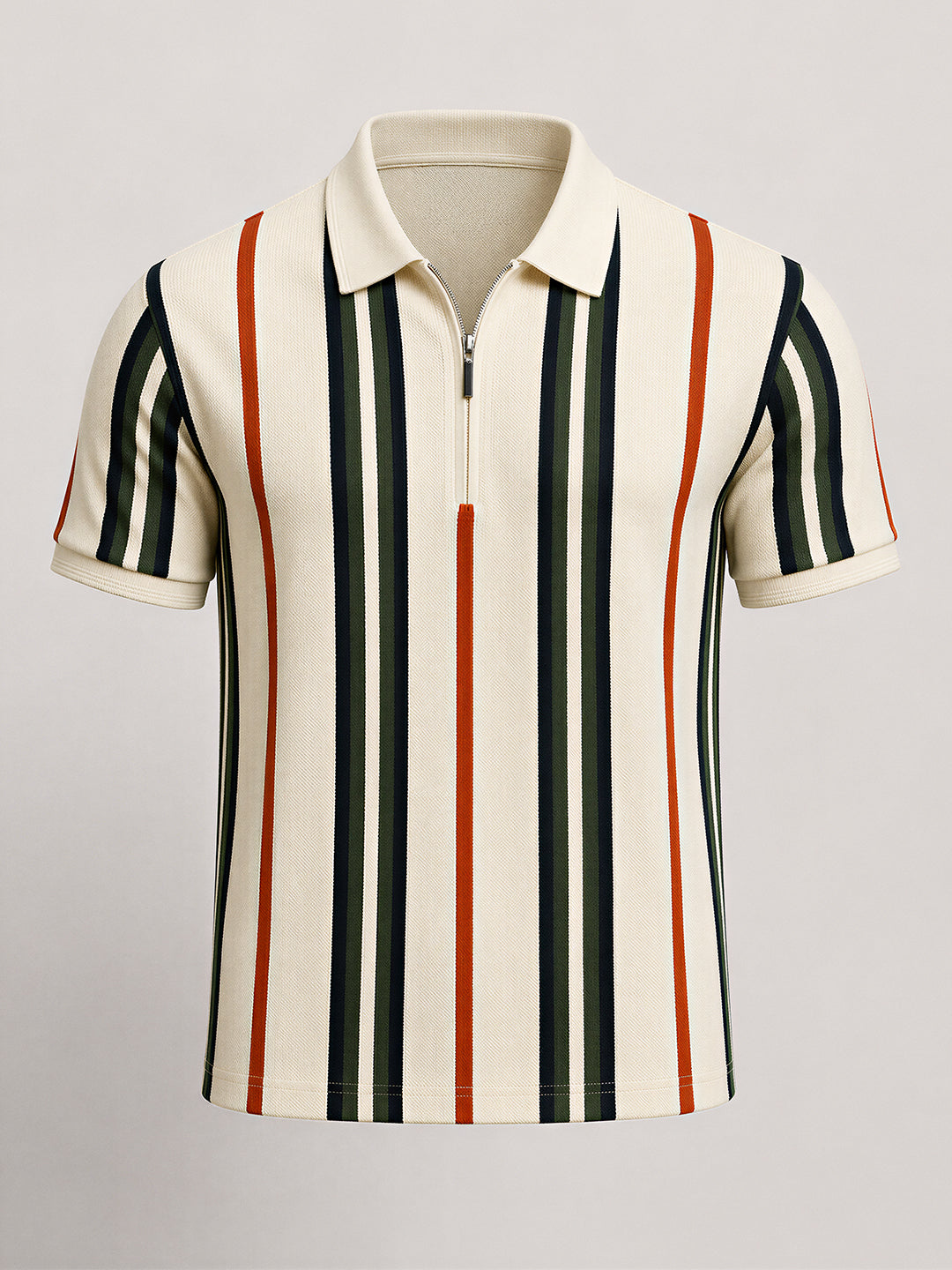 Striped Zip Polo T-shirt
