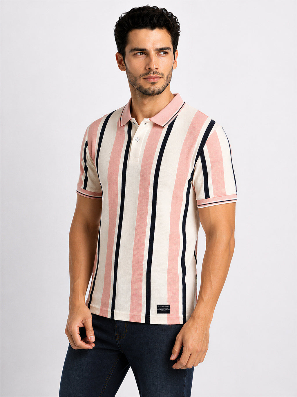 Vertical Striped Polo T-shirt