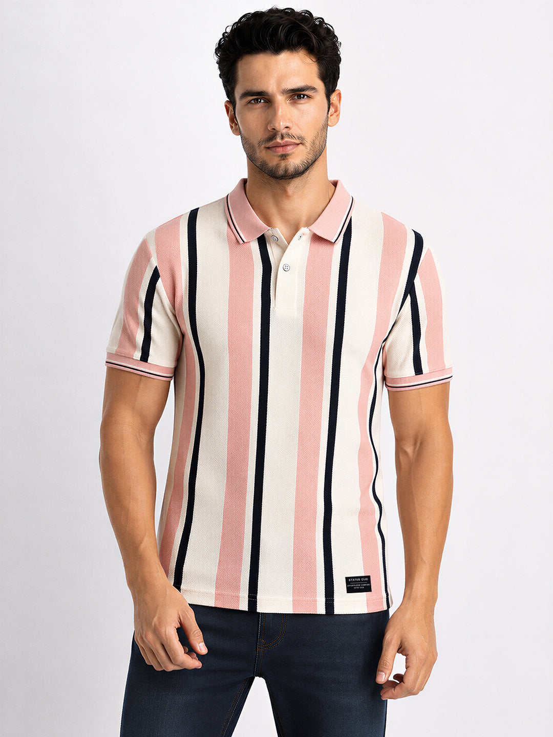 Vertical Striped Polo T-shirt