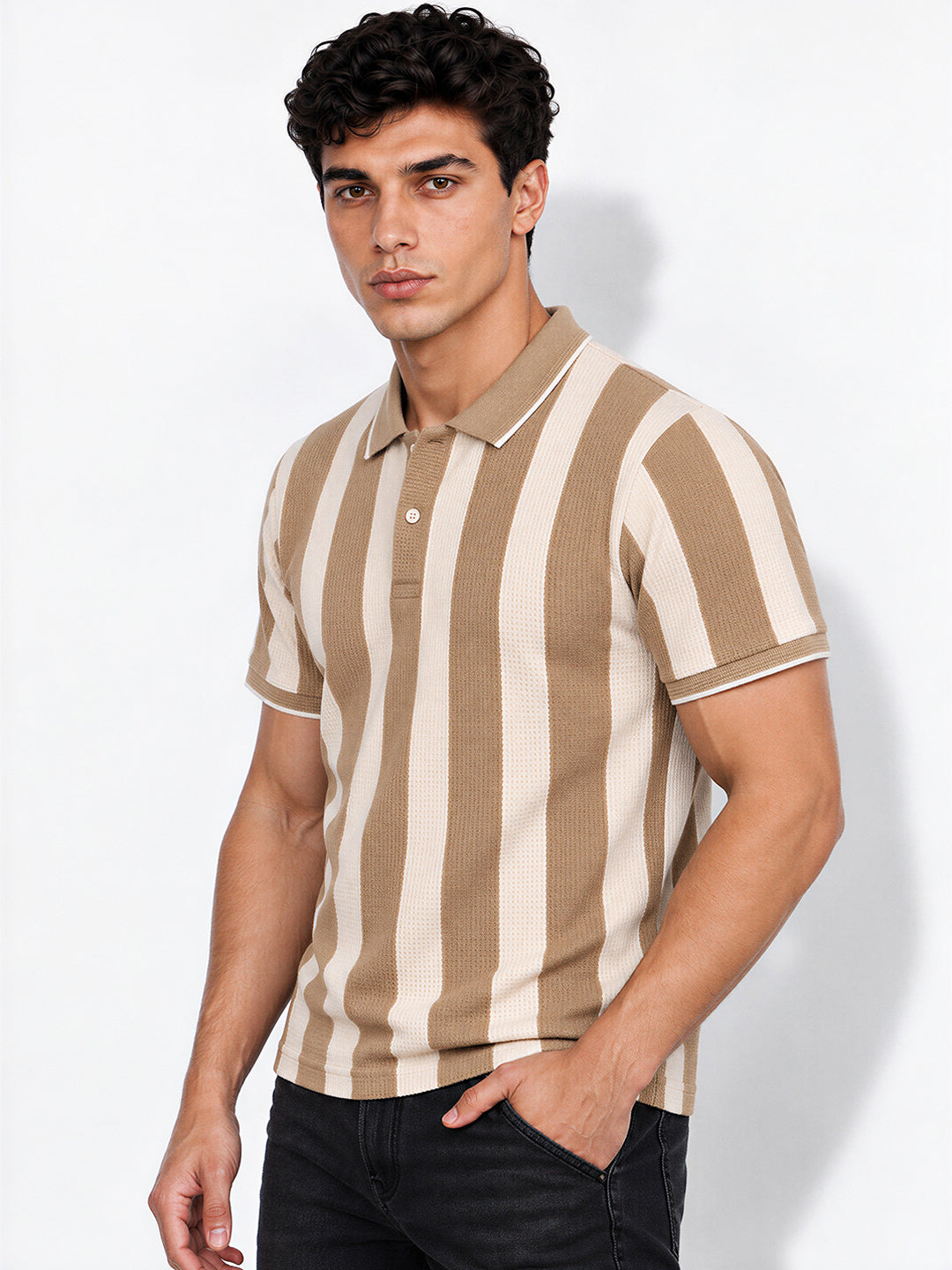 Men's Striped Regular Fit Polo T-Shirt