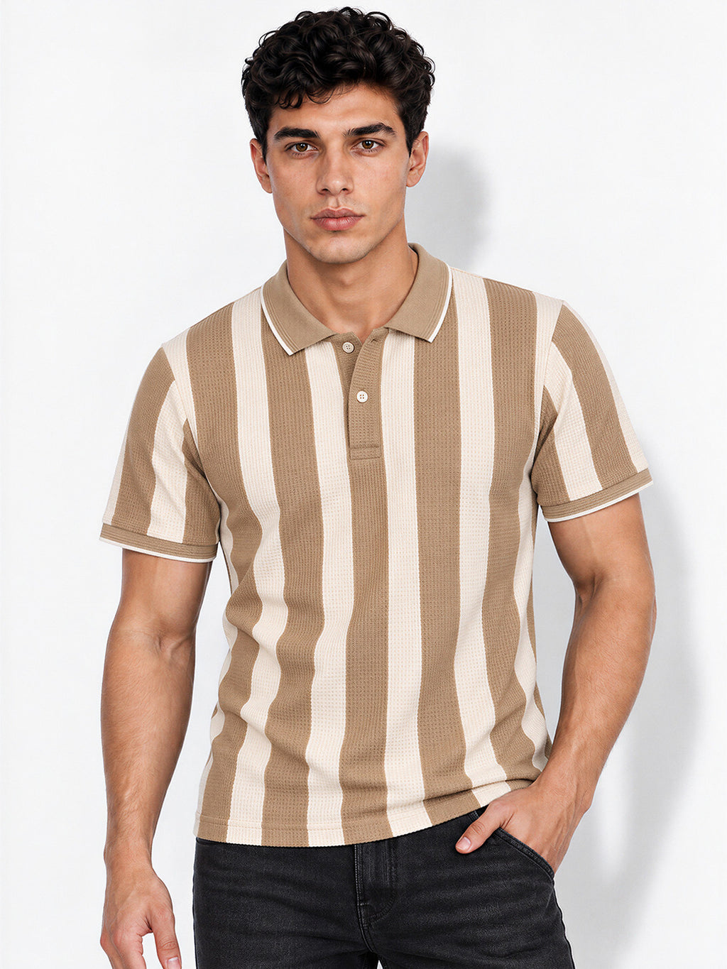 Men's Striped Regular Fit Polo T-Shirt