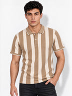 Men's Striped Regular Fit Polo T-Shirt