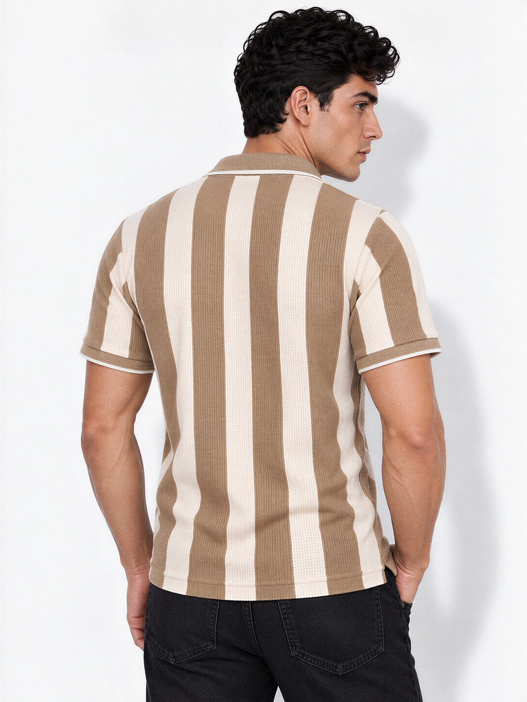 Men's Striped Regular Fit Polo T-Shirt