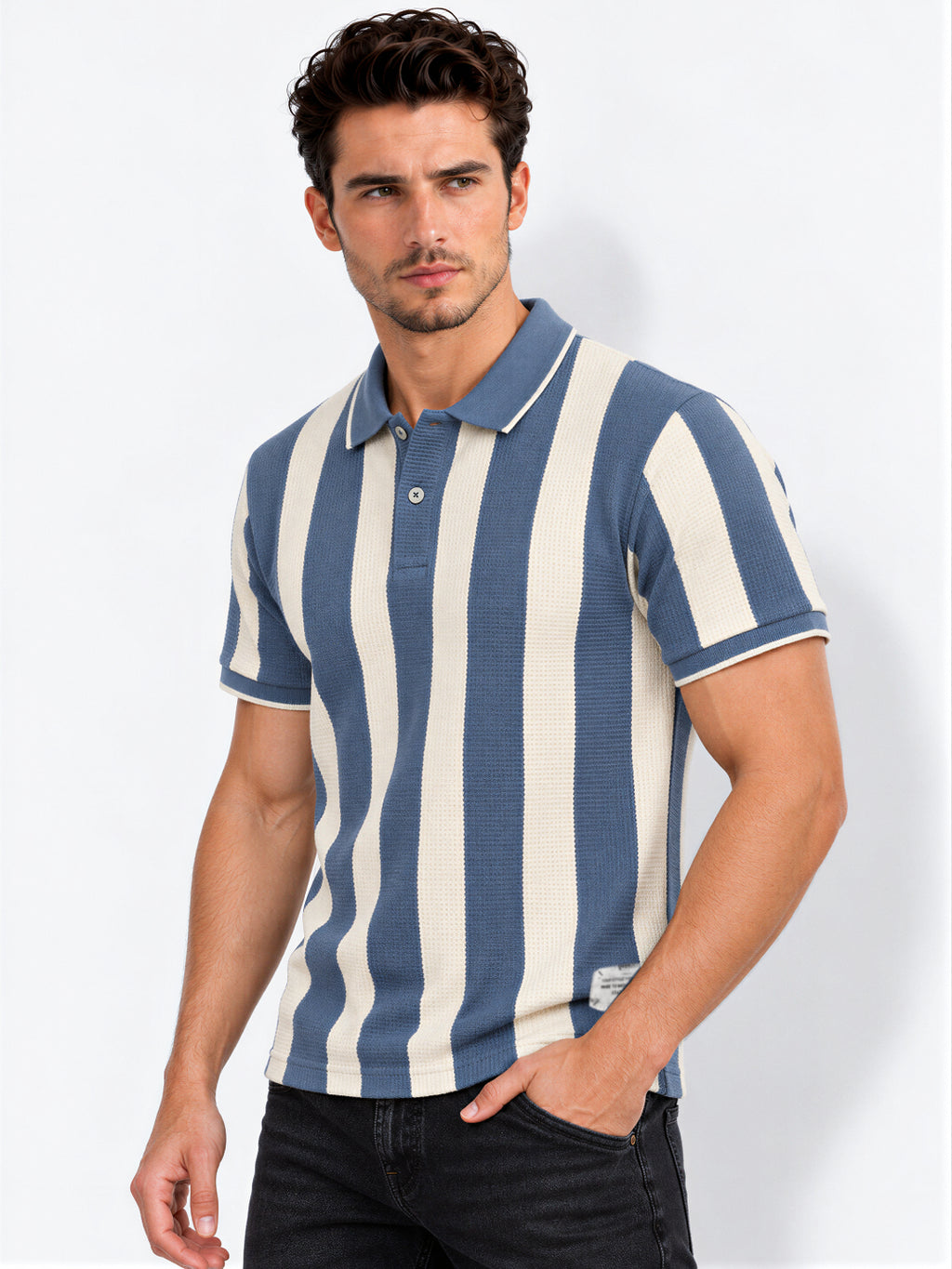 Men's Striped Polo Collar Regular Fit T-Shirt