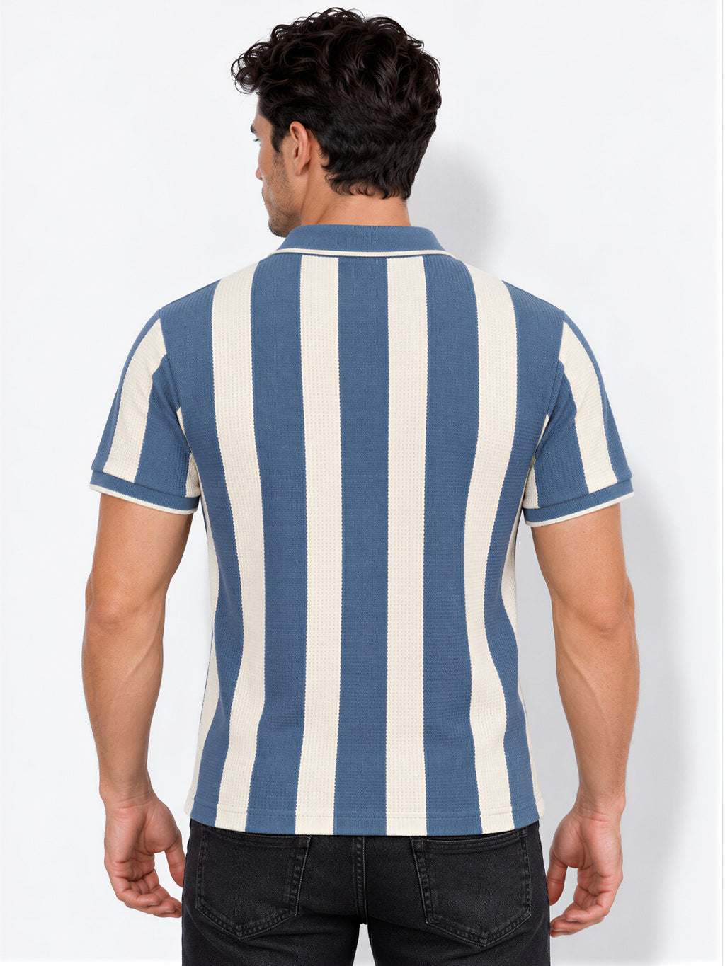 Men's Striped Polo Collar Regular Fit T-Shirt
