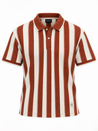 Men's Cotton Blend Striped Polo Collar Regular Fit T-Shirt
