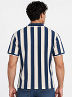 Men's Cotton Blend Striped Polo Collar Regular Fit T-Shirt