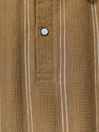 Beige Vertical Stripe Polo Tshirt