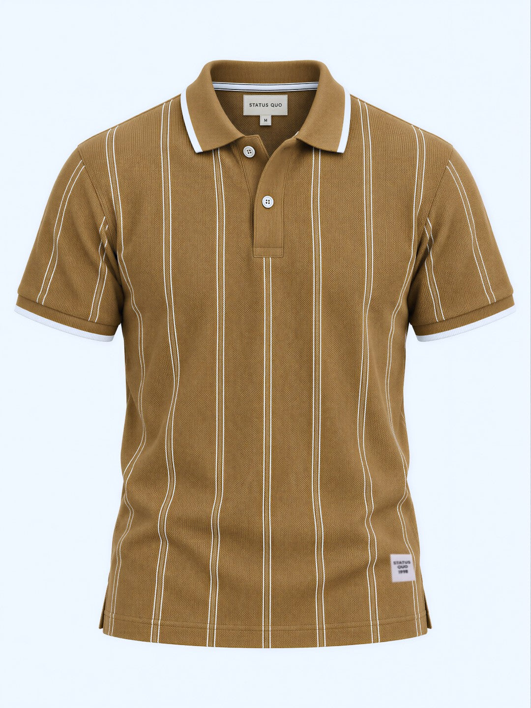 Beige Vertical Stripe Polo Tshirt