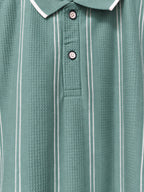Sage Green Vertical Stripe Polo T-Shirt