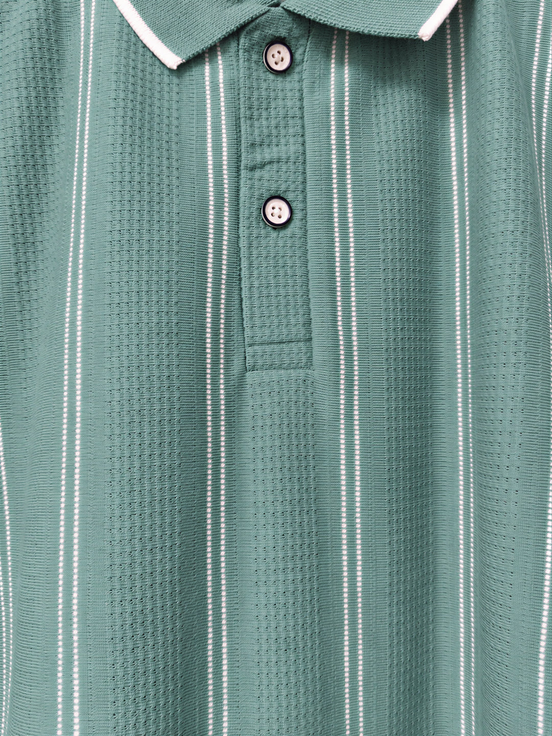 Sage Green Vertical Stripe Polo T-Shirt