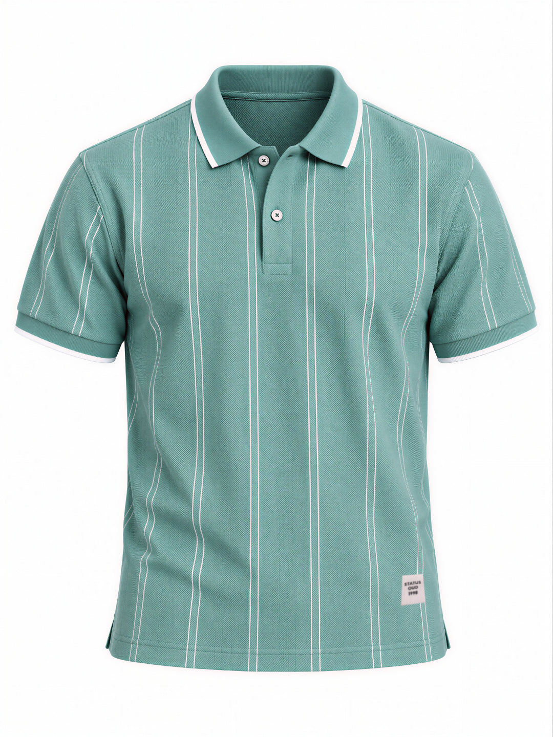 Sage Green Vertical Stripe Polo T-Shirt Secondary image