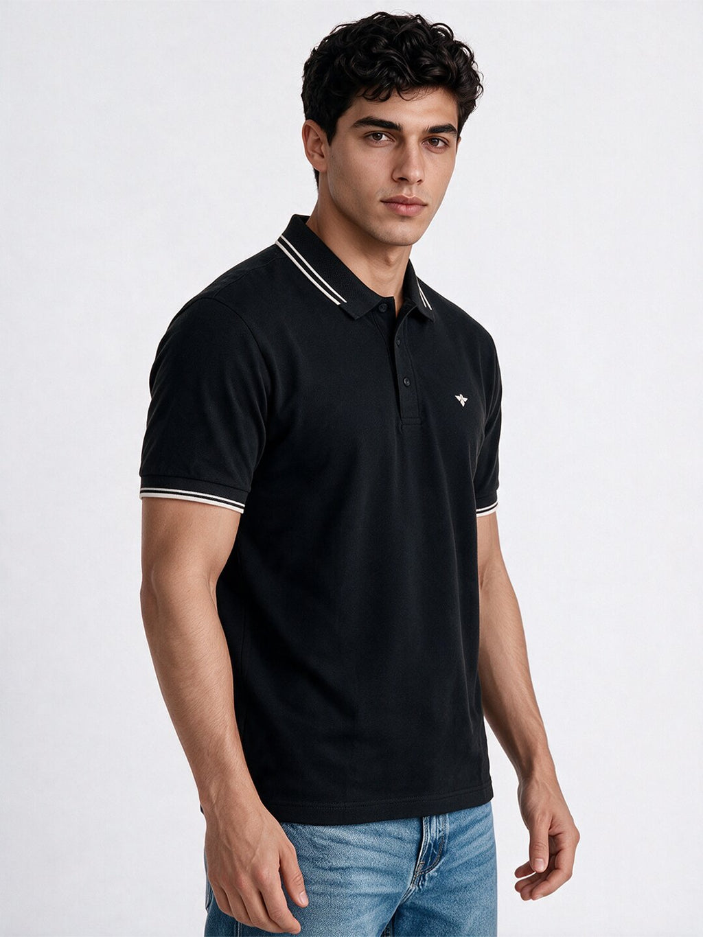 Men's Solid Cotton Blend Polo Collar Regular Fit T-Shirt