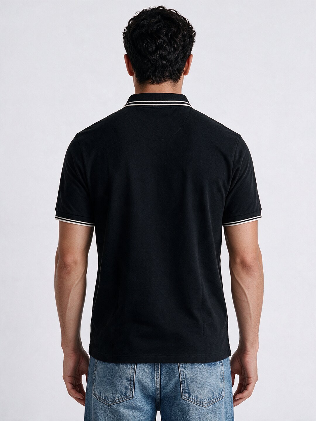Men's Solid Cotton Blend Polo Collar Regular Fit T-Shirt