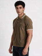 Men's Solid Cotton Blend Polo Collar Regular Fit T-Shirt