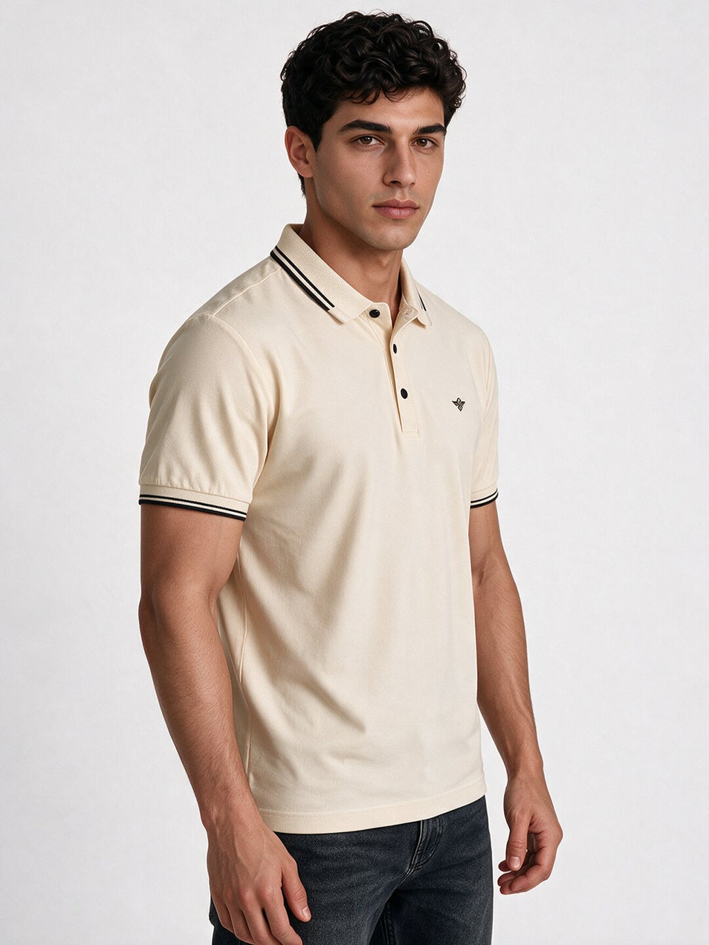 Men's Solid Cotton Blend Polo Collar Regular Fit T-Shirt