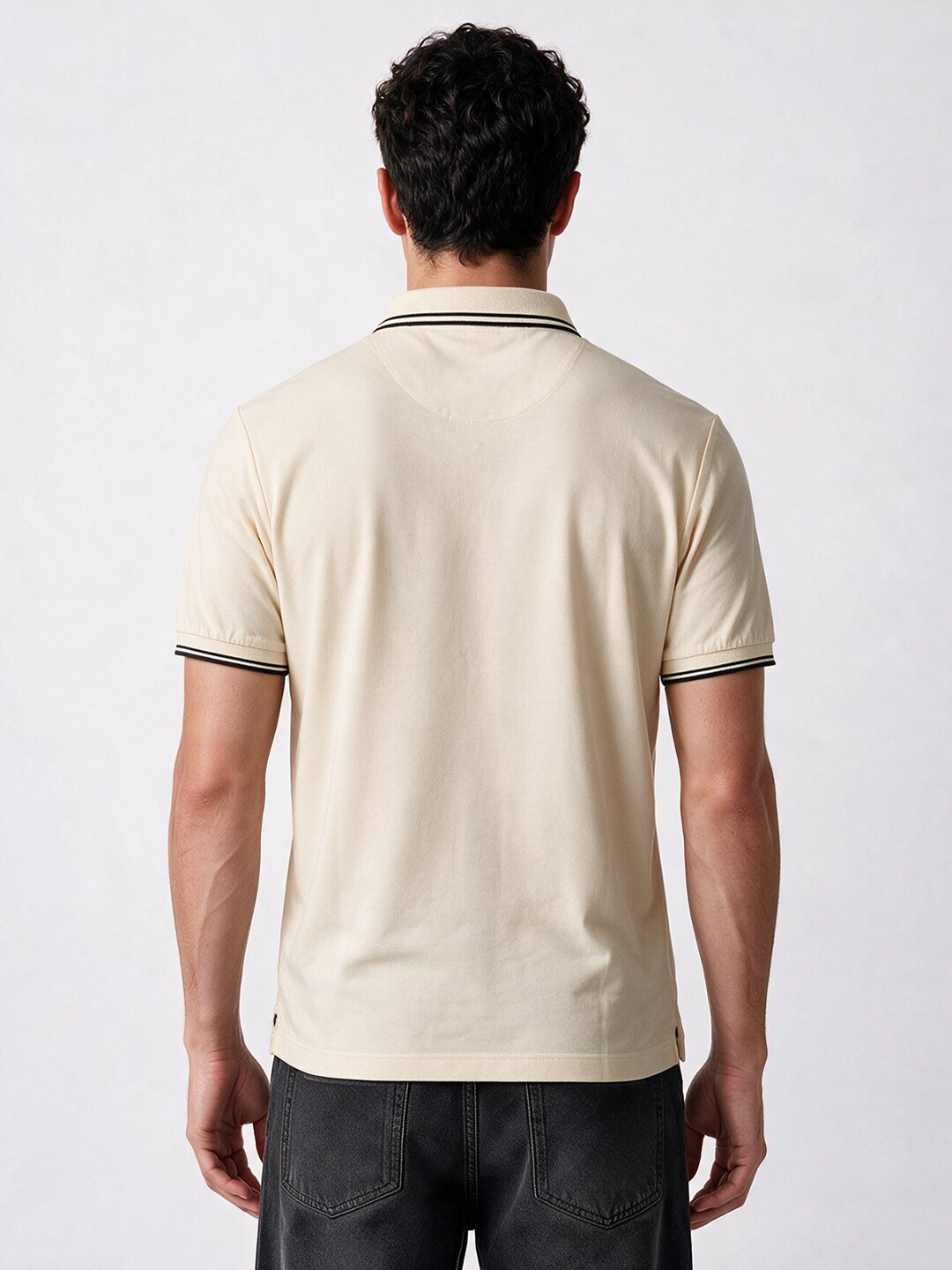Men's Solid Cotton Blend Polo Collar Regular Fit T-Shirt