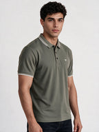 Men's Solid Cotton Blend Polo Collar Regular Fit T-Shirt