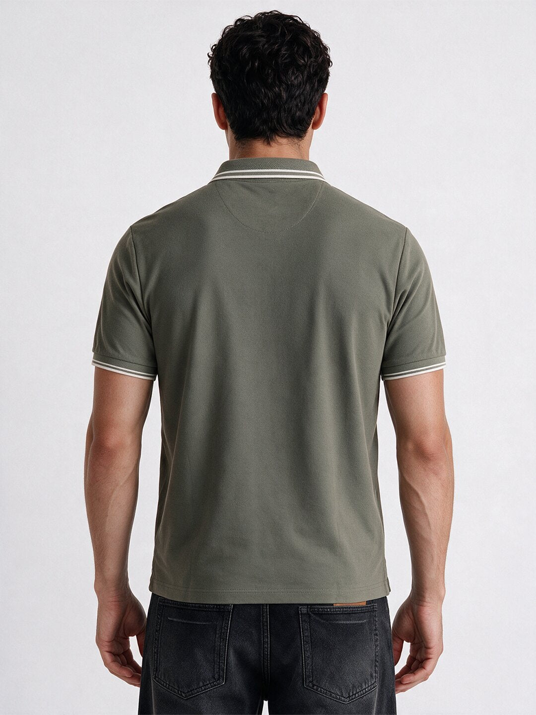Men's Solid Cotton Blend Polo Collar Regular Fit T-Shirt
