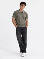 Men's Solid Cotton Blend Polo Collar Regular Fit T-Shirt