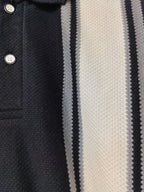 Black Panel Stripe Knit Polo Tshirt
