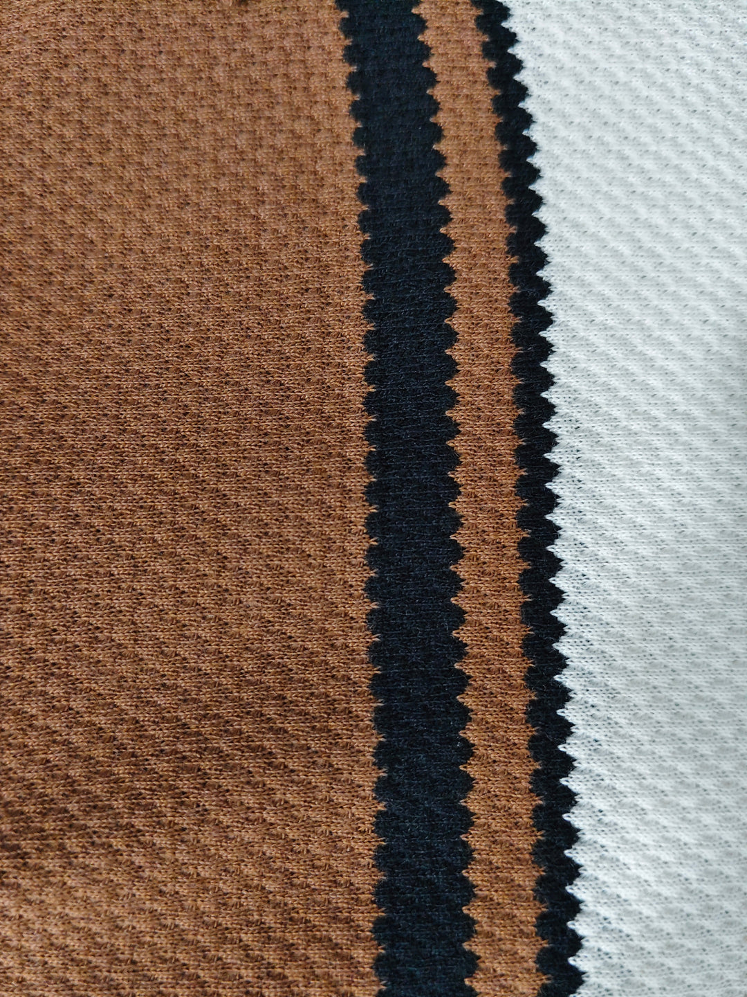Tan Panel Stripe Knit Polo