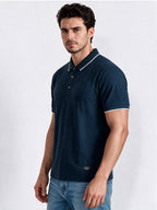 Men's Cotton Blend Jacquard Polo Collar Regular Fit T-Shirt