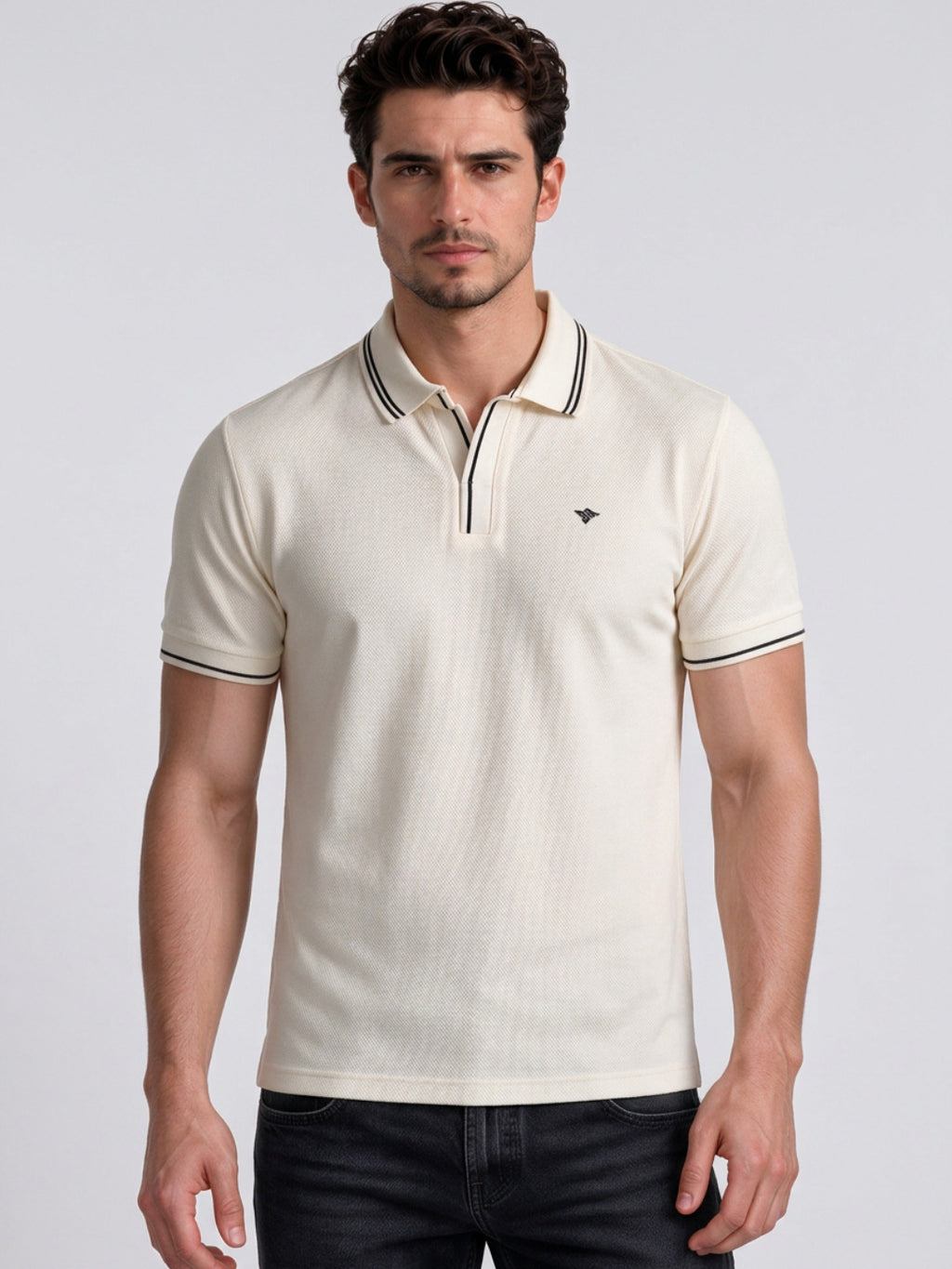 Men's Solid Polo Collar Regular Fit T-Shirt