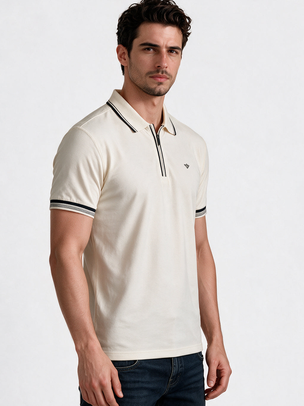 Men's Solid Polo Collar Regular Fit T-Shirt
