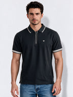Men's Cotton Blend Solid Polo Collar Regular Fit T-Shirt