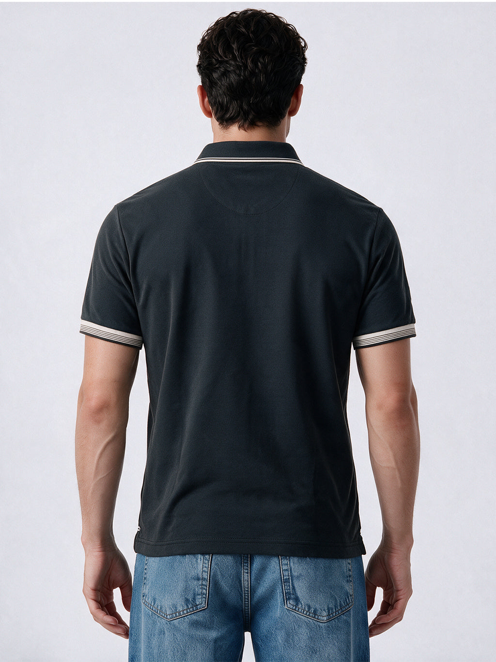 Men's Cotton Blend Solid Polo Collar Regular Fit T-Shirt
