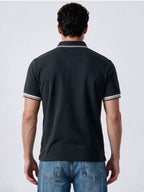 Men's Cotton Blend Solid Polo Collar Regular Fit T-Shirt