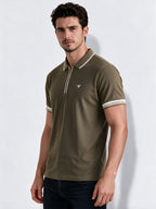 Men's Cotton Blend Solid Polo Collar Regular Fit T-Shirt