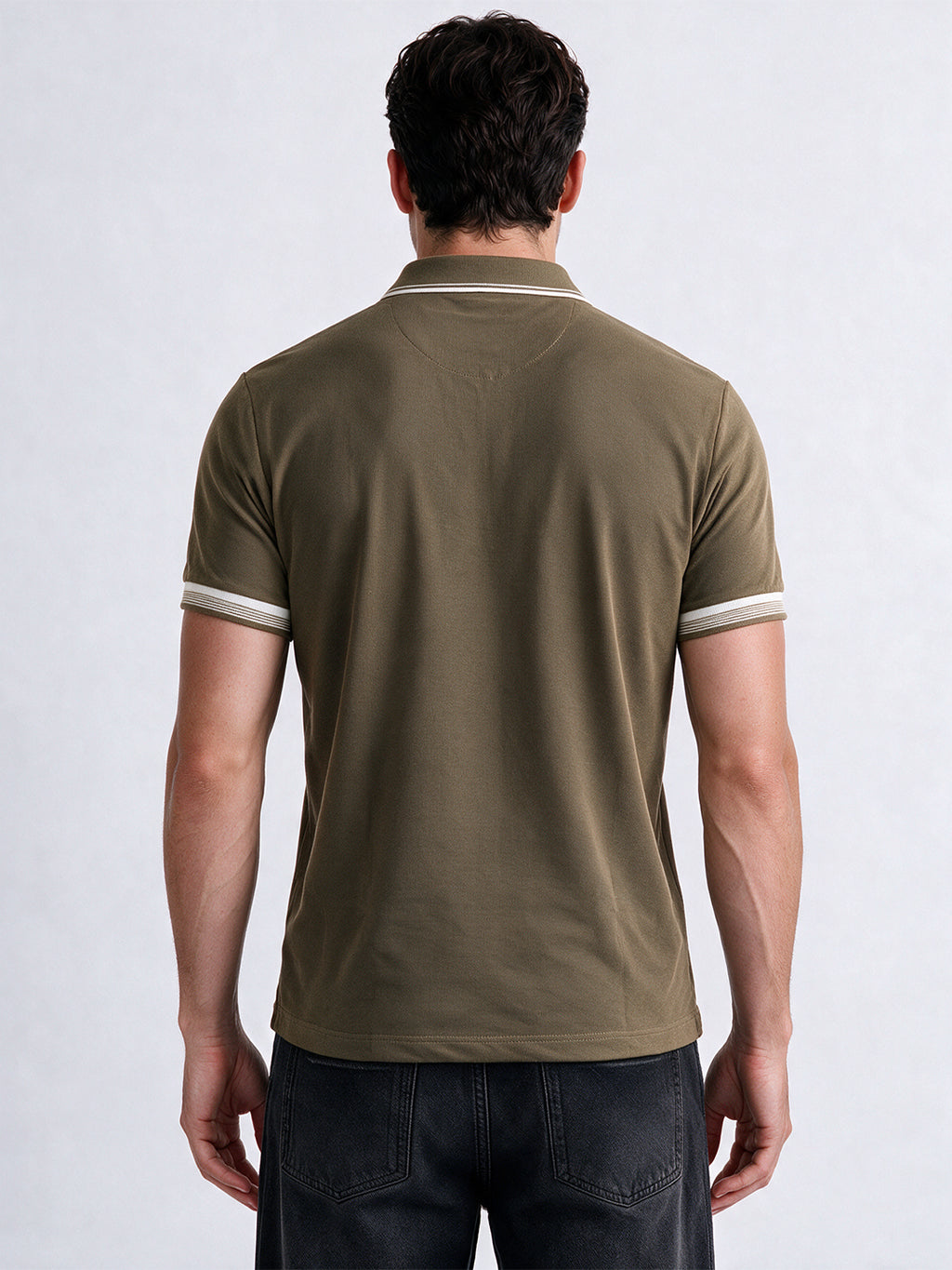 Men's Cotton Blend Solid Polo Collar Regular Fit T-Shirt