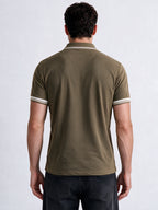 Men's Cotton Blend Solid Polo Collar Regular Fit T-Shirt
