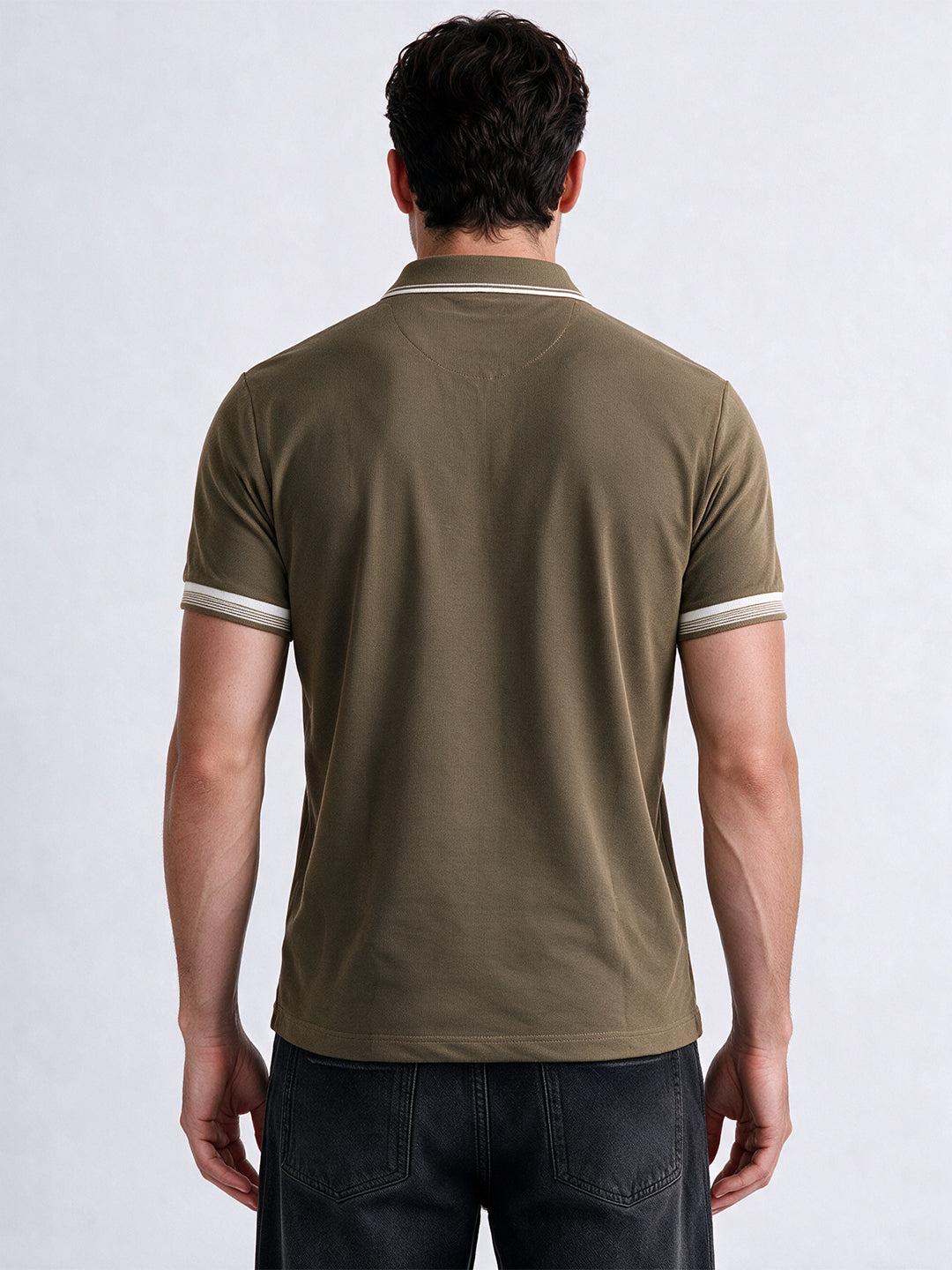 Men's Cotton Blend Solid Polo Collar Regular Fit T-Shirt