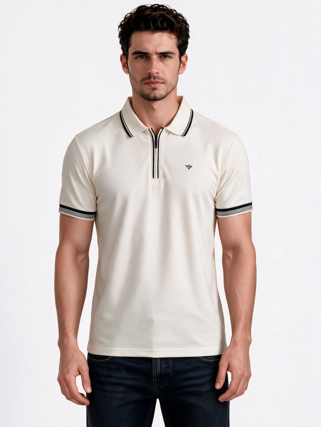 Men's Solid Polo Collar Regular Fit T-Shirt