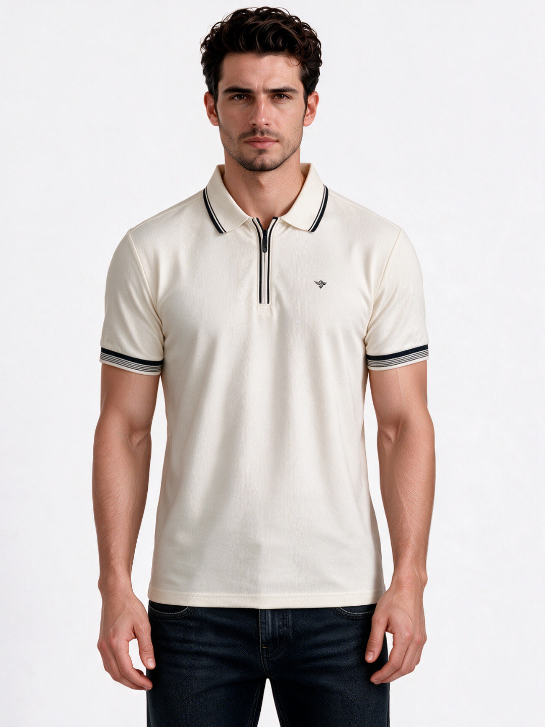 Men's Solid Polo Collar Regular Fit T-Shirt
