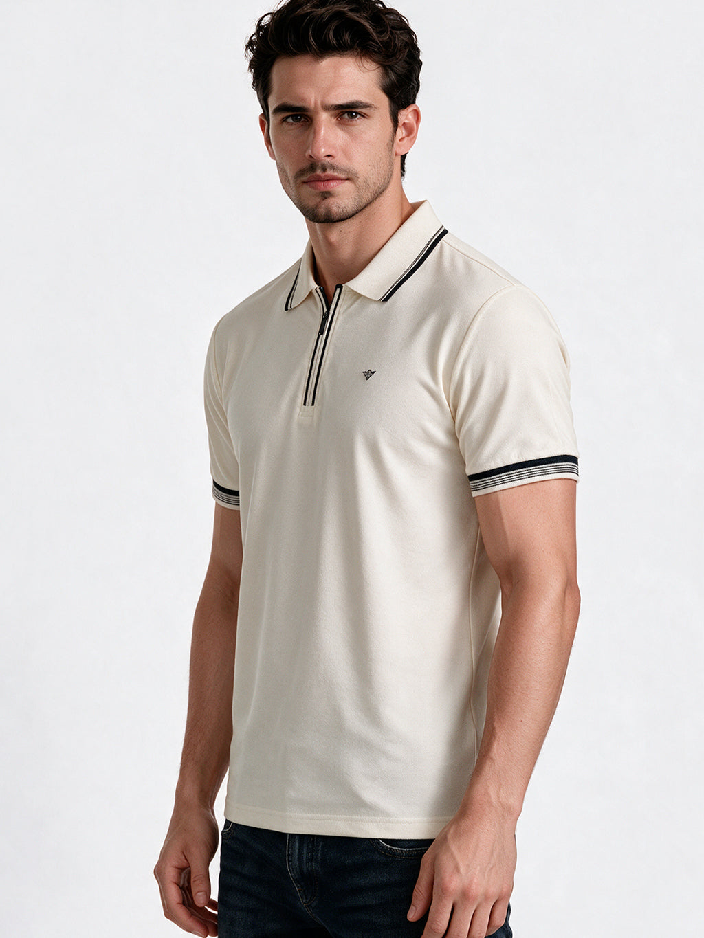 Men's Solid Polo Collar Regular Fit T-Shirt