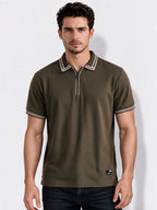 Men's Cotton Blend Solid Polo Collar Regular Fit T-Shirt