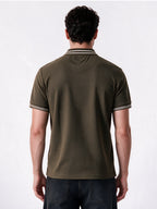 Men's Cotton Blend Solid Polo Collar Regular Fit T-Shirt