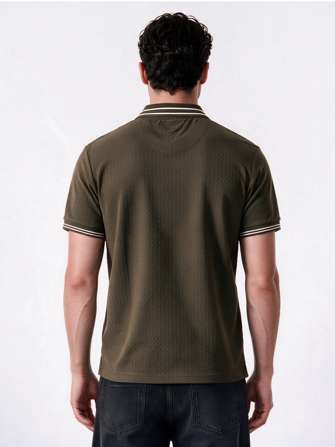 Men's Cotton Blend Solid Polo Collar Regular Fit T-Shirt